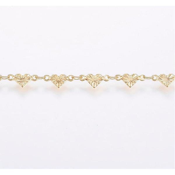 Handmade Ion Plating(Ip) 304 Stainless Steel Bar Link Chains, Soldered, With Spool, Heart, Golden, 10X5X1Mm, About 32.8 Feet(10M)/Roll-image