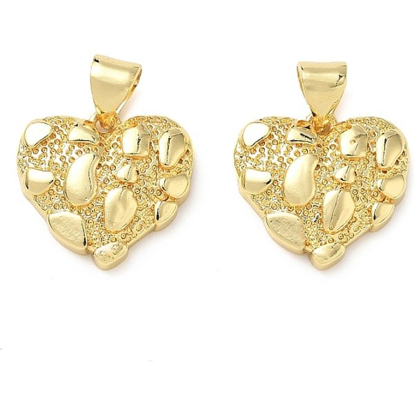Brass Pendants, Heart, Rack Plating, Lead Free & Cadmium Free, Long-Lasting Plated, Real 18K Gold Plated, 14X15X3.5Mm, Hole: 3.5X4.5Mm-image