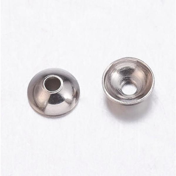 AnlaufgeschüTzte Perlenkappen Aus Edelstahl 304, Apetalous, Edelstahl Farbe, 3 Mm, Bohrung: 0.8 Mm-image