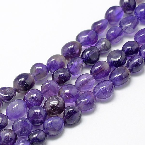 Natural Amethyst Beads Strands, Grade A, Nuggets, 8-15X7-12X4-12Mm, Hole: 1Mm, About 30-45Pcs/Strand, 15.7 Inch-image