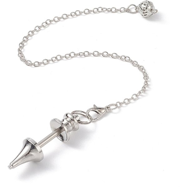 Fianzas Colgante, Colgantes De PéNdulo De Radiestesia De Tornillo En Blanco, Cadenas De LatóN Con Broches Y Colgantes De Langosta, Platino, 240Mm-image