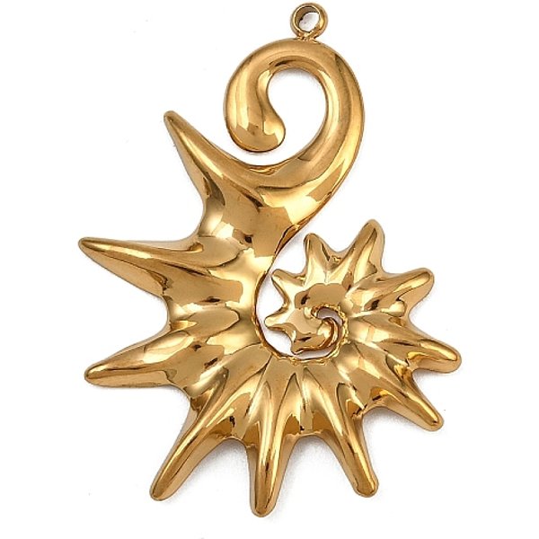 AnhäNger Aus Edelstahl 304, Seepferdchen-AnhäNger, Golden, 34X24X2.5 Mm, Bohrung: 1.5 Mm-image