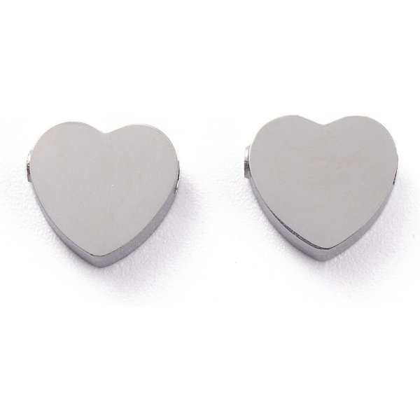 Perline In Acciaio Inossidabile 304 Anti-Ossidazione, Cuore, Colore Acciaio Inossidabile, 8.5X9.2X3Mm, Foro: 1.8 Mm-image