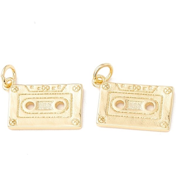 Colgantes De LatóN, Con Anillos De Salto, Sin Plomo Y Cadmio, Plateado De Larga DuracióN, Casete, Real 18K Chapado En Oro, 20X18.5X1.5Mm, Agujero: 3 Mm-image