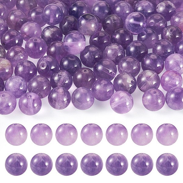 NatüRlichen Amethyst Perlen SträNge, Runde, 10 Mm, Bohrung: 1 Mm, Ca. 40 Stk. / Strang, 15.5 Zoll, 2 SträNge-image
