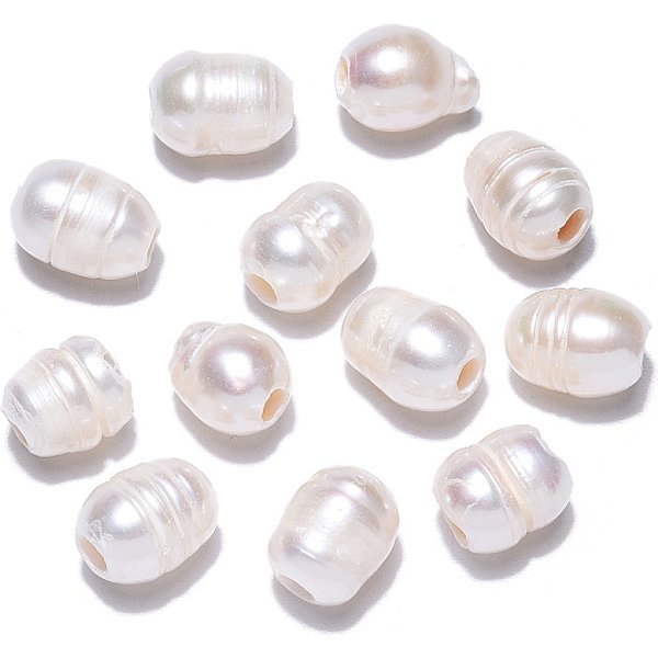 Natur kultivierten Süßwasser Perlen, Reis, Muschelfarbe, 8.5-11x7-8 mm, Bohrung: 2.2 mm
