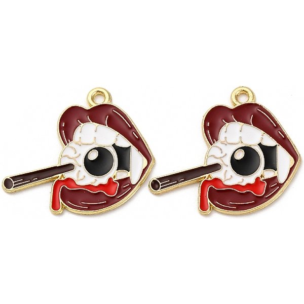 Halloween Alloy Enamel Pendants, Golden, Ghost, 23.5X26X1Mm, Hole: 1.6Mm-image