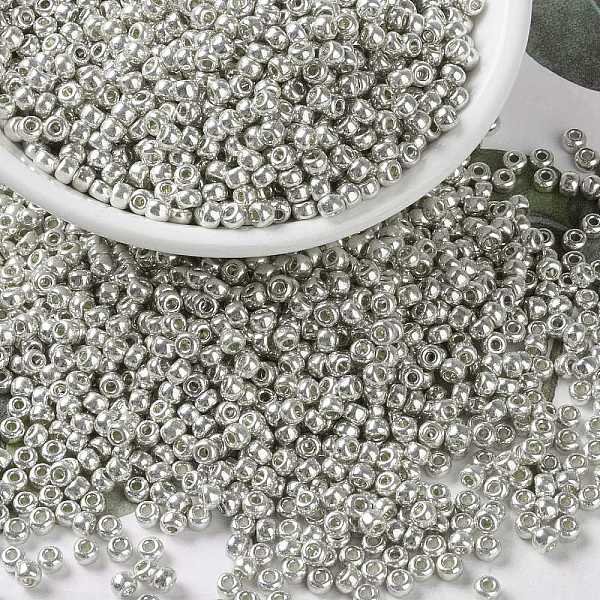 Miyuki Runde Rocailles Perlen, Japanische Saatperlen, 8/0, (Rr181) Verzinktes Silber, 3 Mm, Bohrung: 1 Mm, Ca. 422-455 Stk. / 10 G-image
