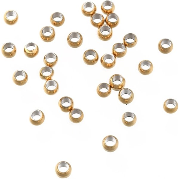 Espaciadores De Acero Inoxidable 304 Con Revestimiento IóNico (Ip), Redondo, Real 18K Chapado En Oro, 3X2Mm, Agujero: 1.6 Mm-image