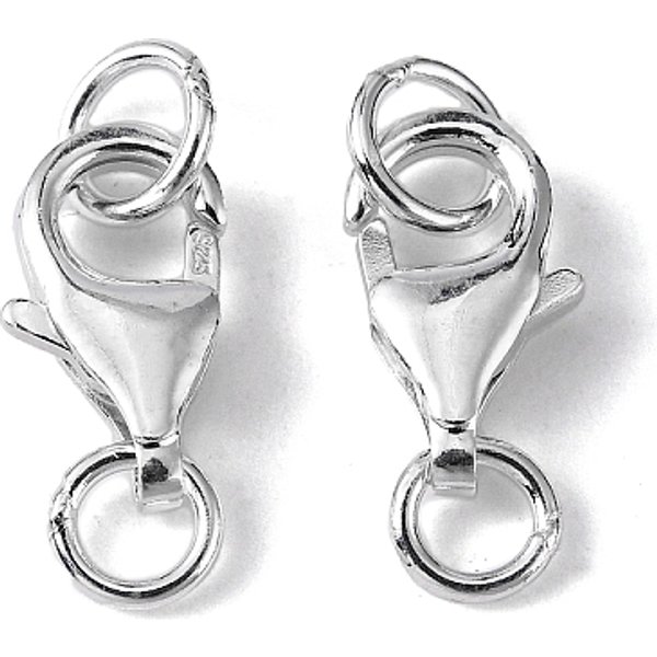 925 Sterling Silber KarabinerverschlüSse, Mit Ringe Springen, Silber, 11X7X4 Mm, Loch: 3 Mm Und 4 Mm-image