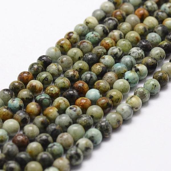Natural African Turquoise(Jasper) Beads Strands, Round, 8Mm, Hole: 1Mm, About 48Pcs/Strand, 15 Inch-image