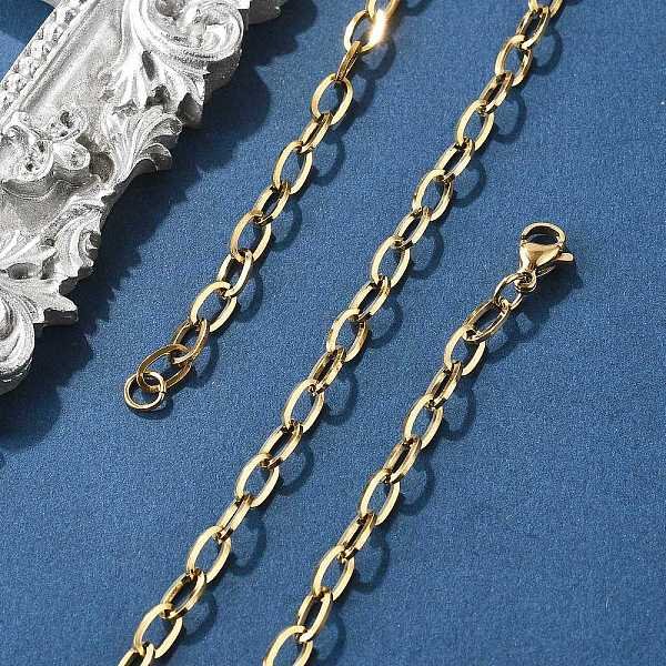 FabricacióN De Collares Con Cadena De Cable De Acero Inoxidable 304 Con Revestimiento IóNico (Ip), Con Cierre De Langosta, Dorado, 19 Pulgada - 20 Pulgadas (48.3-50.8 Cm), 4Mm-image