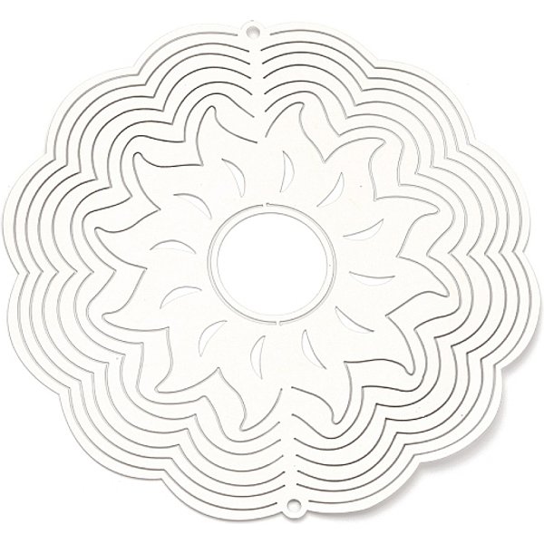 201 Stainless Steel Connector Charms/Links, Etched Metal Embellishments, Flower, 147X0.3Mm, Hole: 3.8Mm-image