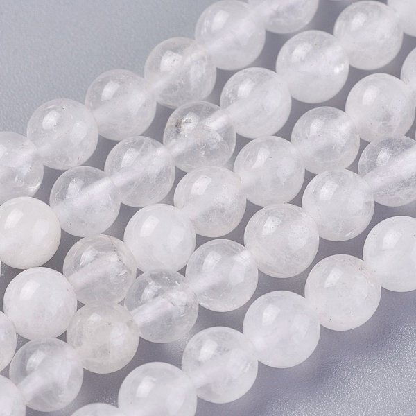 Quarzo Naturale Perline Di Cristallo Fili, Perle Di Cristallo Di Rocca, Tondo, 8Mm, Foro: 1 Mm, Circa 48Pcs/Filo, 15.1-15.3 Pollice (38.5-39 Cm)-image