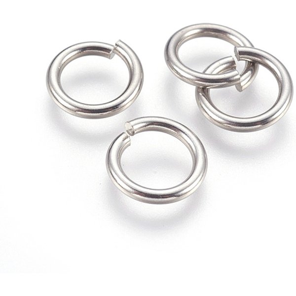 Tarnish Resistant 304 Stainless Steel Open Jump Rings, Stainless Steel Color, 12 Gauge, 13x2mm, Inner Diameter: 9mm, 300pcs/bag