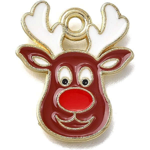 Pendente Smaltati In Lega, Oro, Serie Di Natale, Alce, 18X15X2Mm, Foro: 1.6 Mm-image