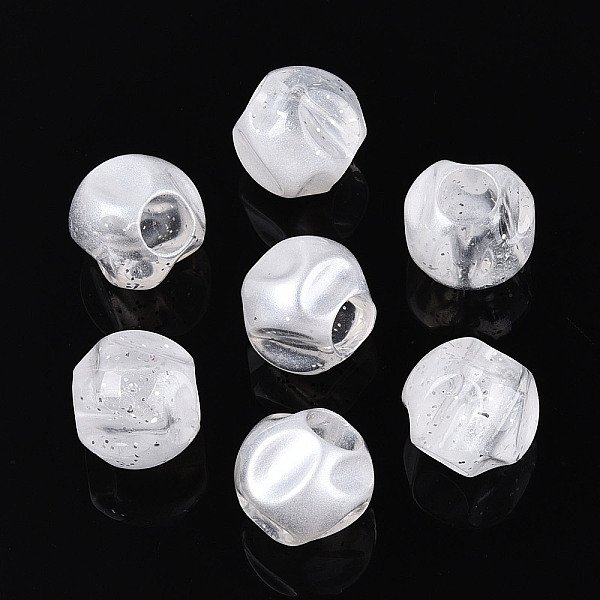 Perles Acryliques Transparentes Et Poudre PailletéE, PéPites, Clair, 14X15X15Mm, Trou: 7Mm-image