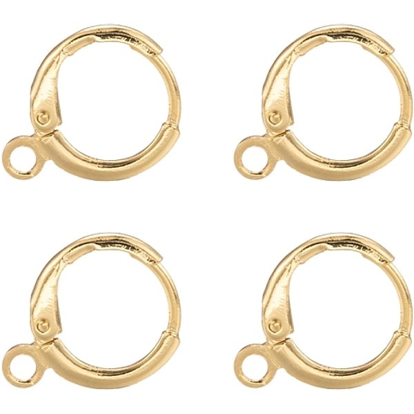 Reperti Per Orecchini A Cerchio Huggie In Ottone, Con Anelli Orizzontali, Placcato Di Lunga Durata, Piombo & Nichel Libero, Vero Placcato Oro 18K, 14.7X11.7X2Mm, Foro: 1.8 Mm-image