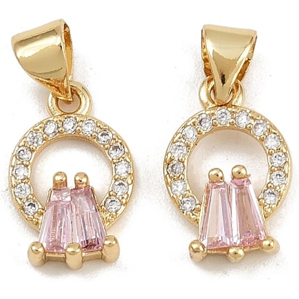 Breloques En Laiton Avec Zircone Cubique De Micro Pave, Anneau, VéRitable 16K Plaqué Or, 14X9X4Mm, Trou: 4.5X3.5Mm-image