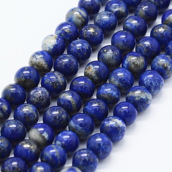 Chapelets De Perles En Lapis-Lazuli Naturel, Ronde, 6Mm, Trou: 0.5Mm, Environ 58-60 Pcs/Chapelet, 15 Pouce (38 Cm)-image