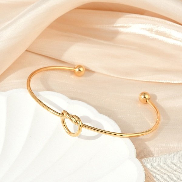 Bracelets Manchettes En Acier Inoxydable 304 Plaqué Ionique (Ip) Pour Femmes, Bracelets De Couple, VéRitable 18K Plaqué Or, 0.2-1.15 Cm, DiamèTre IntéRieur: 2-1/2X1-3/4 Pouce (6.35X4.45 Cm)-image