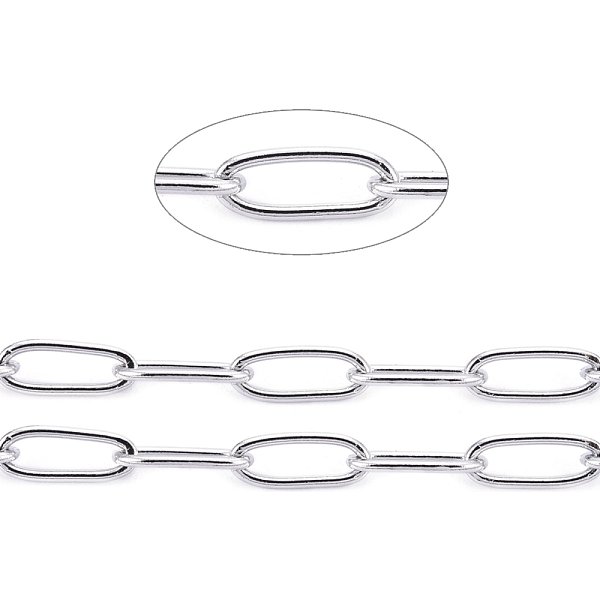 Tarnish Resistant 304 Stainless Steel Paperclip Chains, Soldered, With Spool, Stainless Steel Color, 4.8X2.5X0.5Mm, About 32.8 Feet(10M)/Roll-image