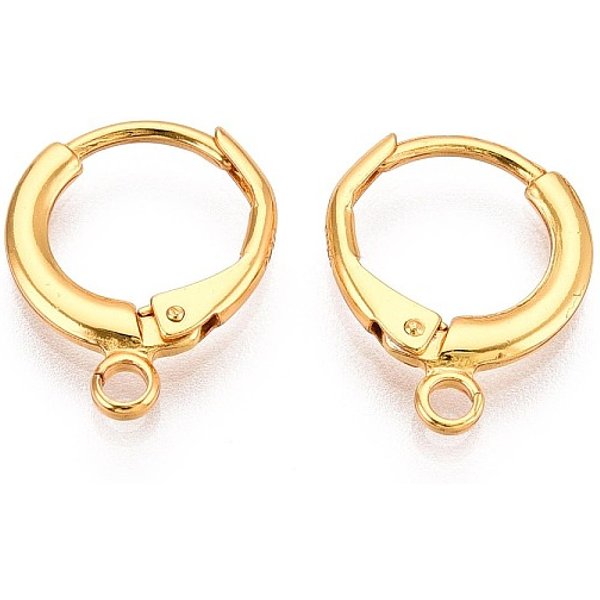 925 Sterling Silver Hoop Earring Findings, With Loop, Golden, 15X12X2.5Mm, Hole: 1.8Mm, Pin: 0.9Mm-image