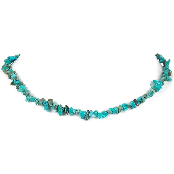 Collar De Cuentas De Chips De Howlita Natural, Color Acero Inoxidable, 15.94-15.98 Pulgada (40.5-40.6 Cm)-image