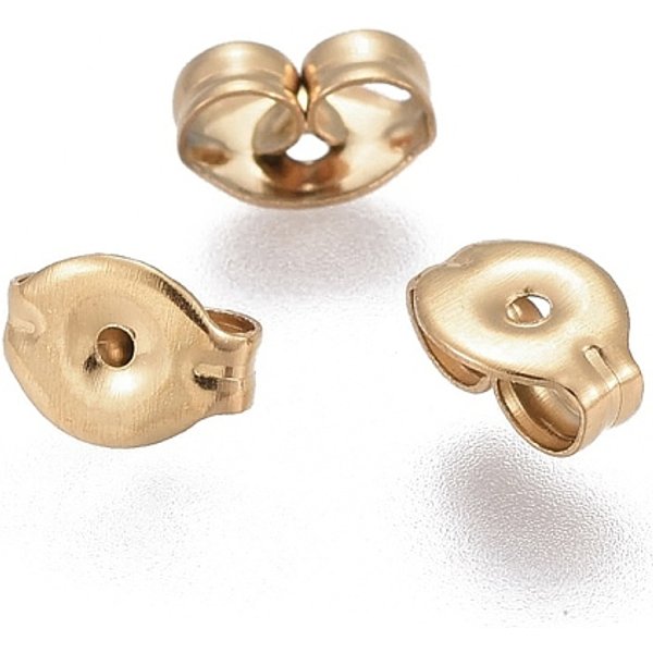 Poussoirs D'oreilles En Acier Inoxydable 304 Avec Placage Ionique (Ip), Dos D'oreille, Or, 6X4.5X3Mm, Trou: 0.8Mm-image