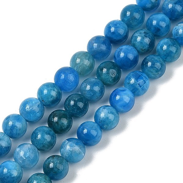 Chapelets De Perles En Apatite Naturelle, Ronde, 6Mm, Trou: 1Mm, Environ 60 Pcs/Chapelet, 14.96 Pouce (38 Cm)-image