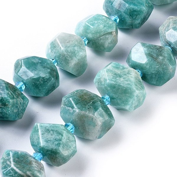 Fili di perline amazonite naturale, sfaccettato, pepite, 13-16x17-19x12-15mm, Foro: 0.6 mm, circa 22pcs/filo, 15.6 pollice (39.8 cm)