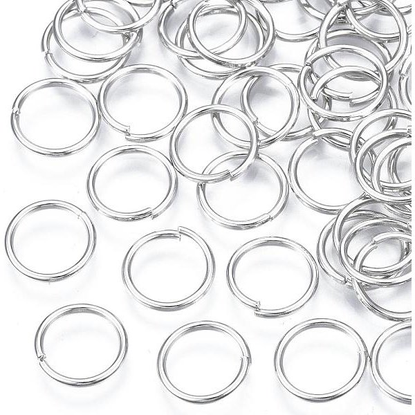 Platinum Plated Brass Open Jump Rings, Cadmium Free & Nickel Free & Lead Free, 18 Gauge, 10X1Mm, Inner Diameter: 8Mm, About 52Pcs/10G-image