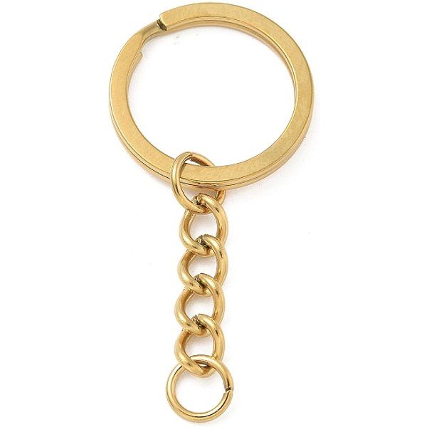 Ion Plating(Ip) 304 Stainless Steel Split Key Rings, Real 18K Gold Plated, 51Mm-image