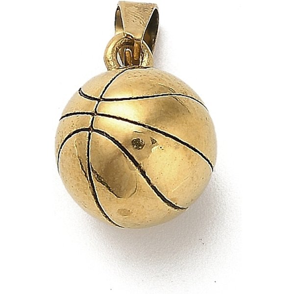 304 Stainless Steel Charms, Basketball Charm, Ion Plating(Ip), Golden, 13.5X10.5X10.5Mm, Hole: 6X3Mm-image