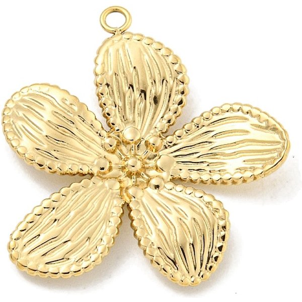 Pvd Vacuum Plating 304 Stainless Steel Pendants, Flower Charm, Real 18K Gold Plated, 28X27X3.5Mm, Hole: 1.6Mm-image