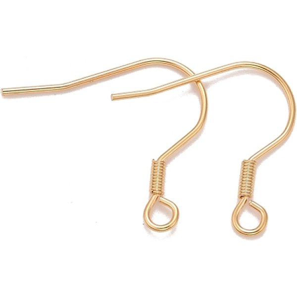 304 Stainless Steel Earrings Hooks, Ear Wire, With Horizontal Loop, Real 18K Gold Plated, 16.5-17.5X17-20Mm, Hole: 2Mm, 21 Gauge, Pin: 0.7Mm-image