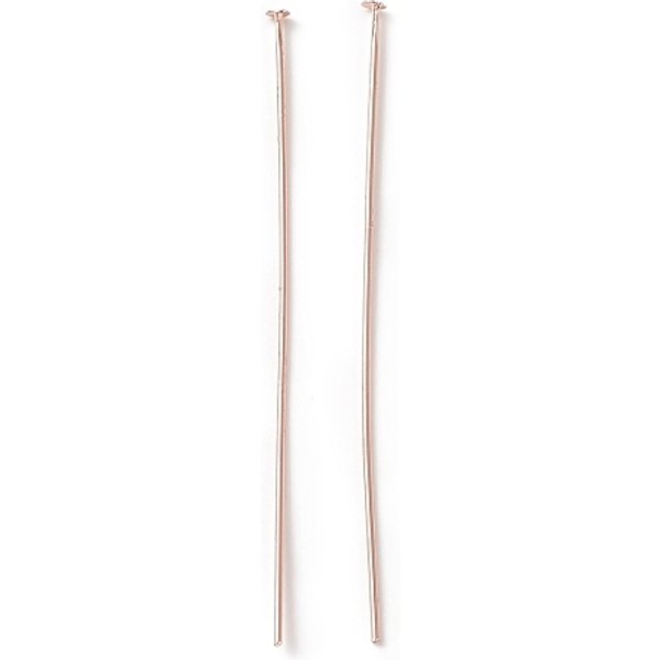 Flachkopfstifte Aus Messing, Langlebig Plattiert, Cadmiumfrei Und Bleifrei, RoséGold, 50 Mm, Kopf: 1.8 Mm, Stift: 0.6 Mm, 22 Gauge-image