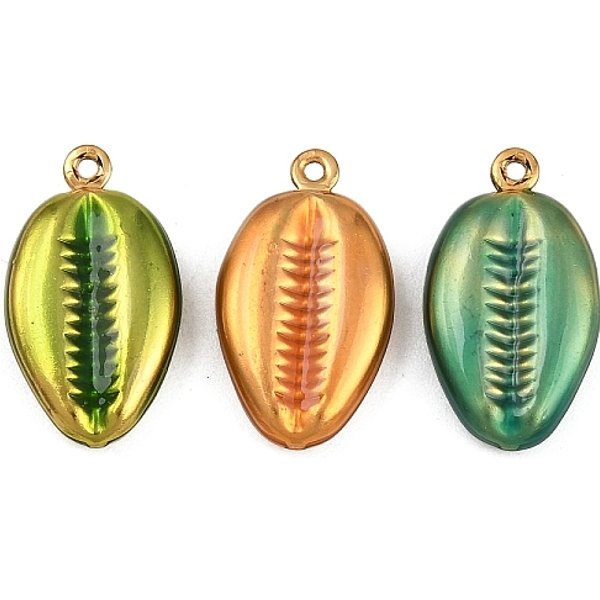 304 Stainless Steel Enamel Pendants, Golden, Mixed Color, Shell Shape, 18.5X10.5X4Mm, Hole: 1Mm-image