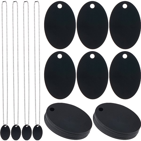 Kits De Colliers Pendentifs à Faire Soi-MêMe, Y Compris Les Pendentifs En Aluminium, Estampage D'éTiquettes Vierges Et Fabrication De Colliers En Acier Inoxydable RéSistant Au Ternissement, Ovale, 38X25X1Mm, Trou: 3.5Mm, 20 Pcs-image