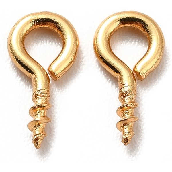 304 Stainless Steel Screw Eye Pin Peg Bails, For Half Drilled Beads, Real 18K Gold Plated, 8X4X1Mm, Hole: 2Mm, Pin: 1Mm-image