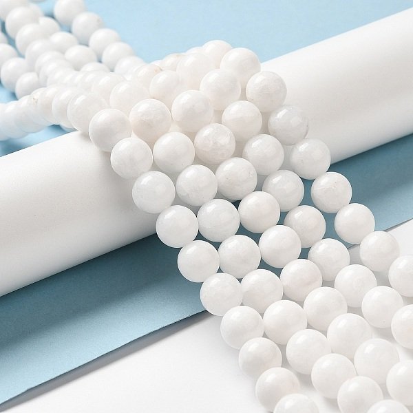 Natural Malaysia Jade Beads Strands, Dyed & Heated, Round, White, 4Mm, Hole: 0.8Mm, About 92Pcs/Strand, 15 Inch-image