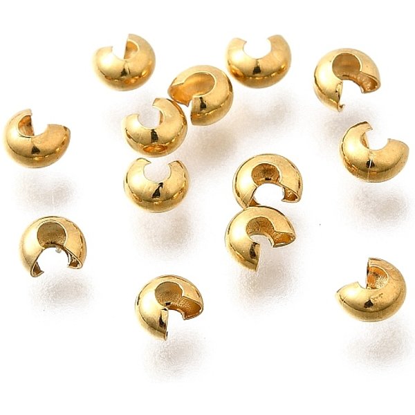 Cache-Perles à éCraser En Acier Inoxydable 304, VéRitable 18K Plaqué Or, 4X3.5X2.5Mm-image