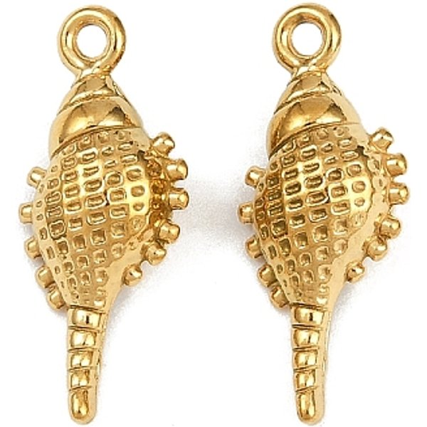 Colgantes De Acero Inoxidable 304 Con TemáTica OceáNica, Revestimiento De Iones (Ip), Shell Forma, 20.5X9X6Mm, Agujero: 1.5 Mm-image