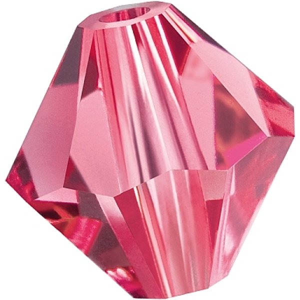 Preciosa® Crystal Beads, Czech Crystal, Bicone(451 69 302 Rondelle), 70040 Indian Pink, 4mm, Hole: 0.8mm