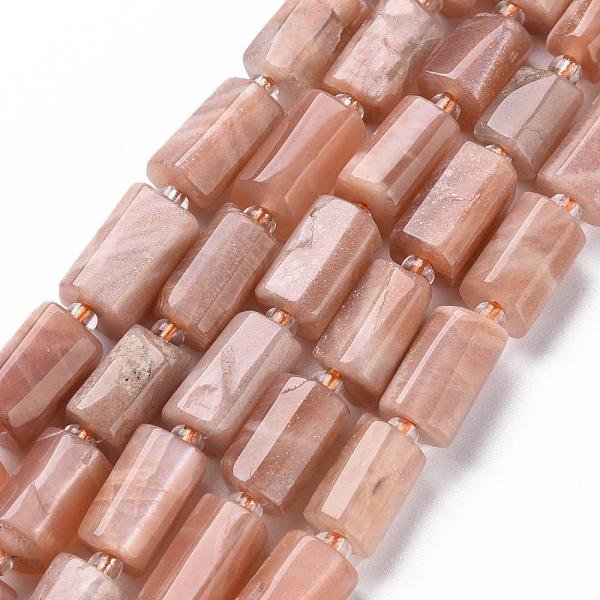 Natural Sunstone Beads Strands, Faceted, Column, 8-11X6-8X5-7Mm, Hole: 1Mm, About 15-17Pcs/Strand, 7.28-7.48 Inch-image