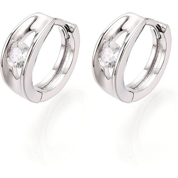 Messing Micro Pave Klare Zirkonia Creolen, Echt Platiniert, 11.5X13X4.5 Mm-image