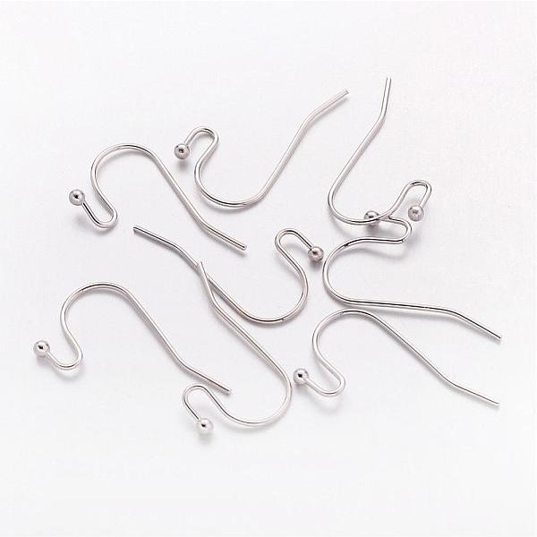 Brass Earring Hooks, Ear Wire, Lead Free & Cadmium Free & Nickel Free, Platinum, About 11Mm Wide, 22Mm Long, 0.75Mm Thick-image