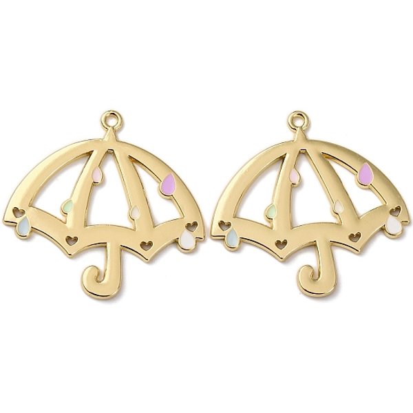Gros Pendentifs D'éMail En Alliage, Parapluie, CréMaillèRe Plaquage, Or, 48.5X51X2Mm, Trou: 2.5Mm-image