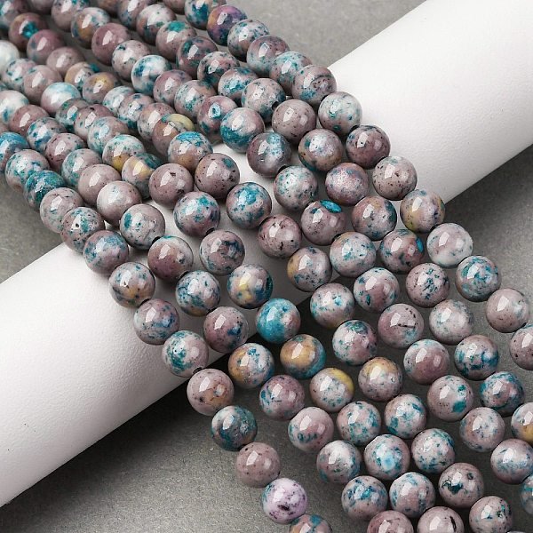 Natural Dyed Marble Beads Strands, Round, Rosy Brown, 6.5Mm, Hole: 1Mm, About 64Pcs/Strand, 15.94''(40.5Cm)-image