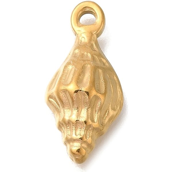 Ionenplattierung (Ip) 304 EdelstahlanhäNger, Muschel Charme, Golden, 19X9X4.3 Mm, Bohrung: 1.8 Mm-image